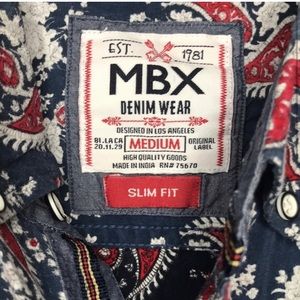 MBX Denim Wear M Short-sleeve Paisley Button Down